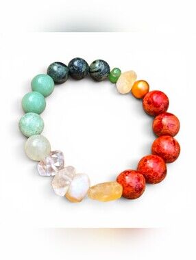 Gemstone Handmade Bracelet Kambaba Jasper Sponge Coral Citrine Freshwater Pearl